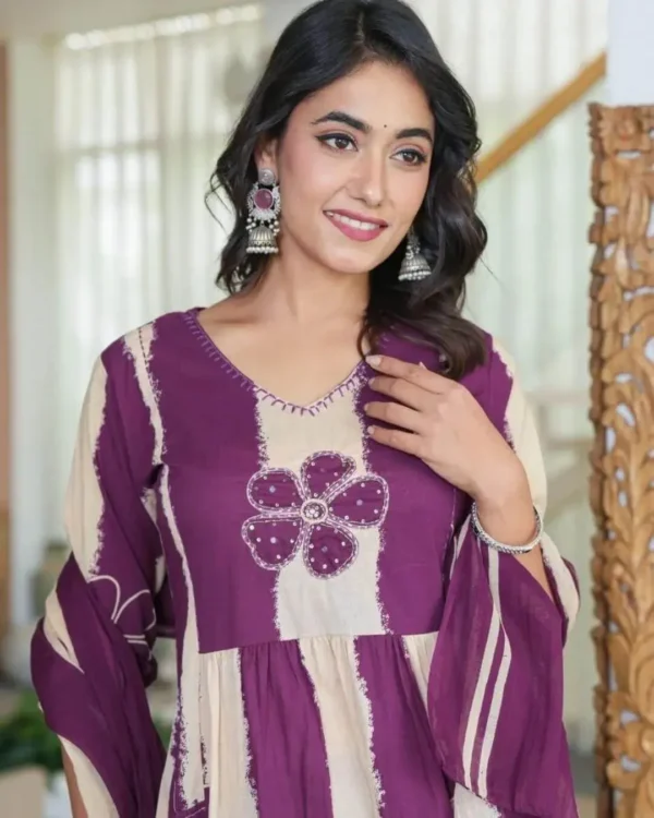 Purple South Cotton Suit Set
