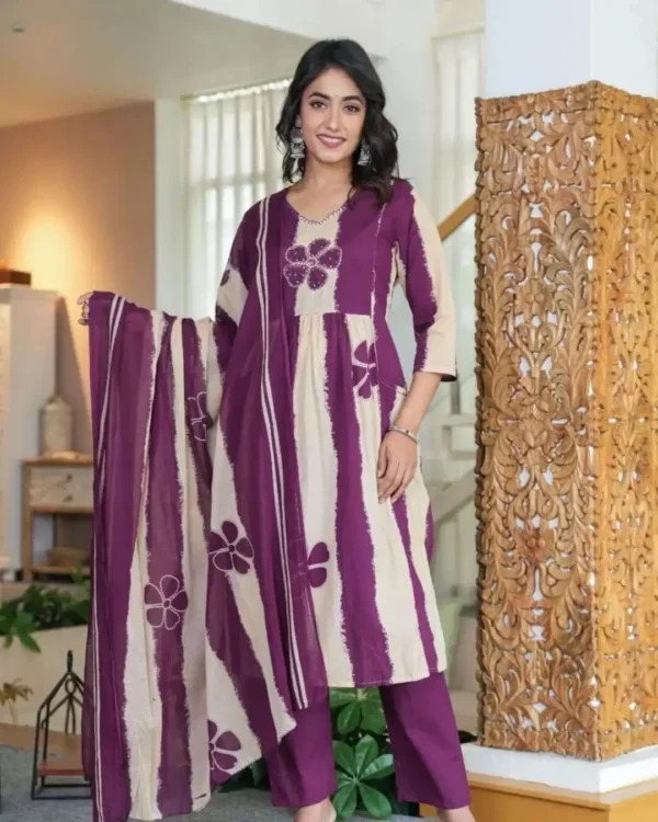 Purple South Cotton Suit Set