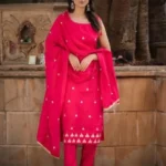 Rani Pink Colour Kurti Pant & Dupatta