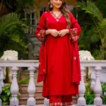 Red Cotton Salwar Suit Set
