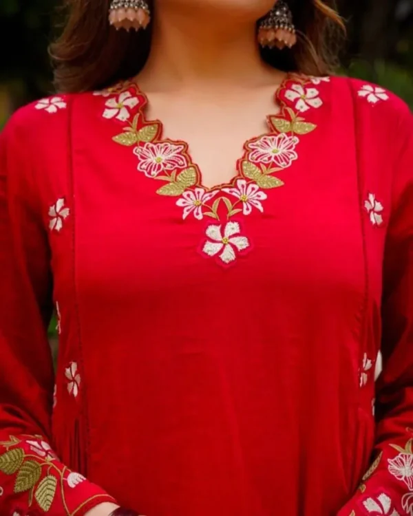 Red Cotton Salwar Suit Set