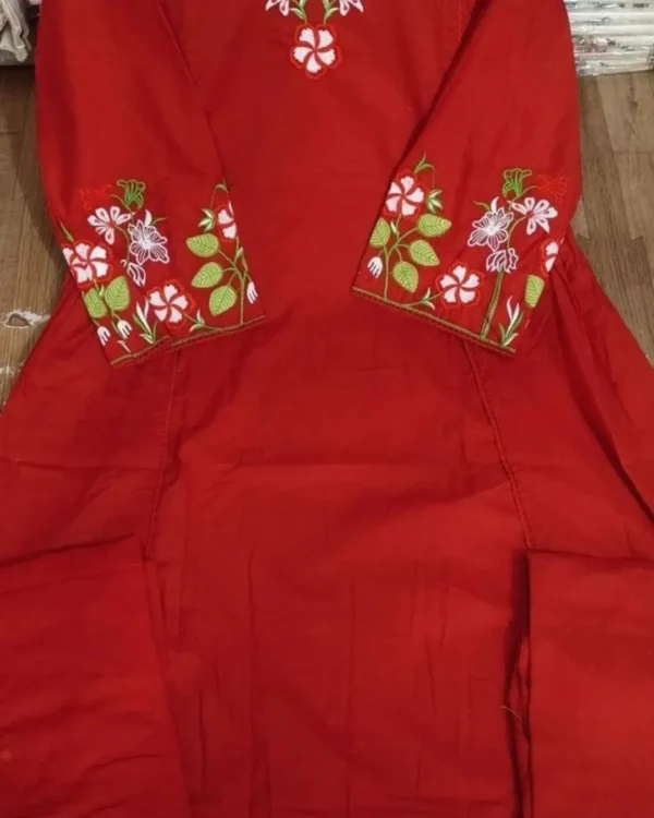 Red Cotton Salwar Suit Set
