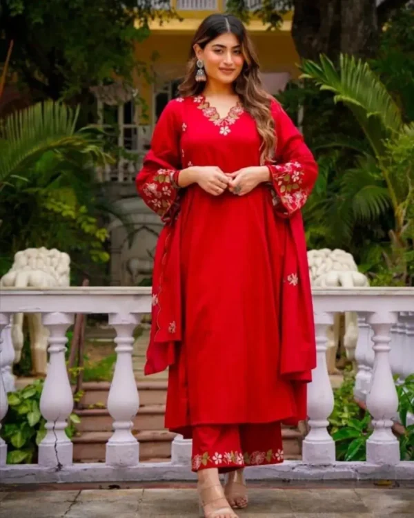 Red Cotton Salwar Suit Set