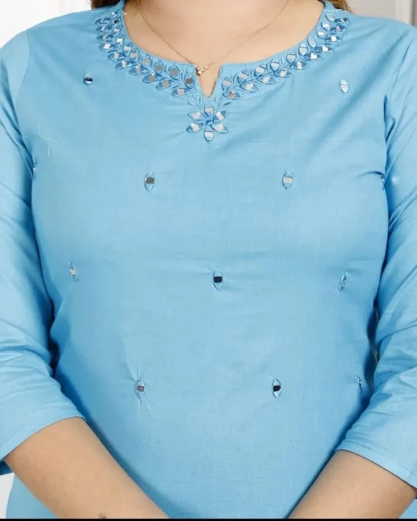 Sky Blue Floral Kurti With Pant