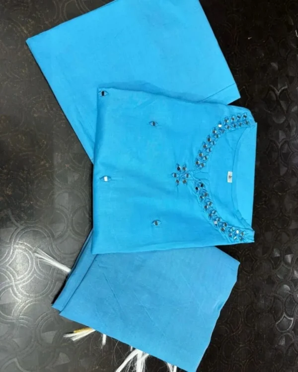 Sky Blue Floral Kurti With Pant