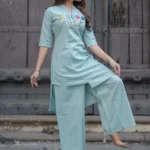 Sky Blue Kurti With Pant Set