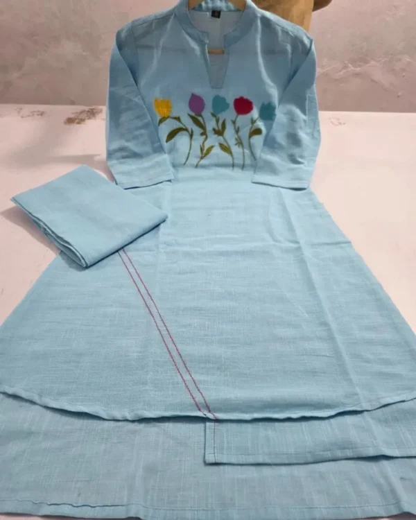 Sky Blue Kurti With Pant Set