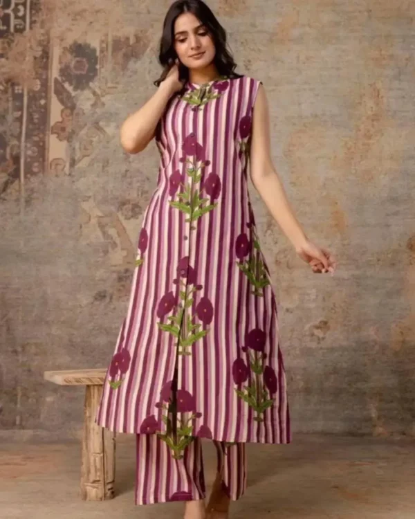 Sleeveless Printed Kurti With Palazzo Set