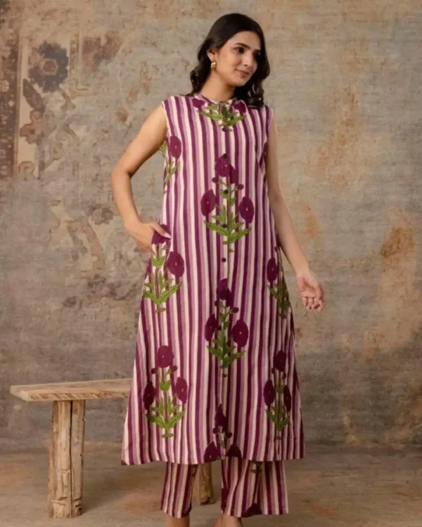 Sleeveless Printed Kurti With Palazzo Set