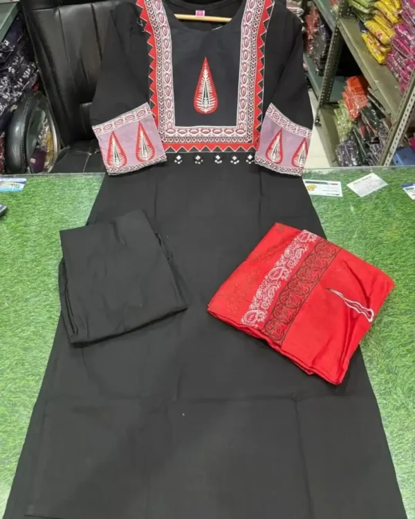 South Cotton Black Suit Set