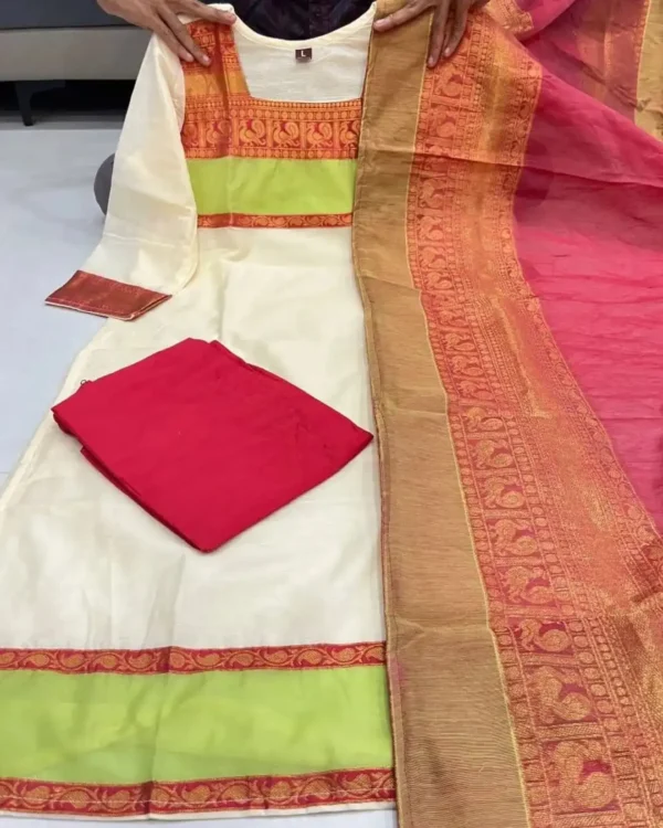 South Cotton Kurti Pant With Dupatta