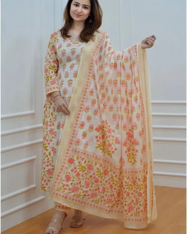 White Digital Print Suit Set