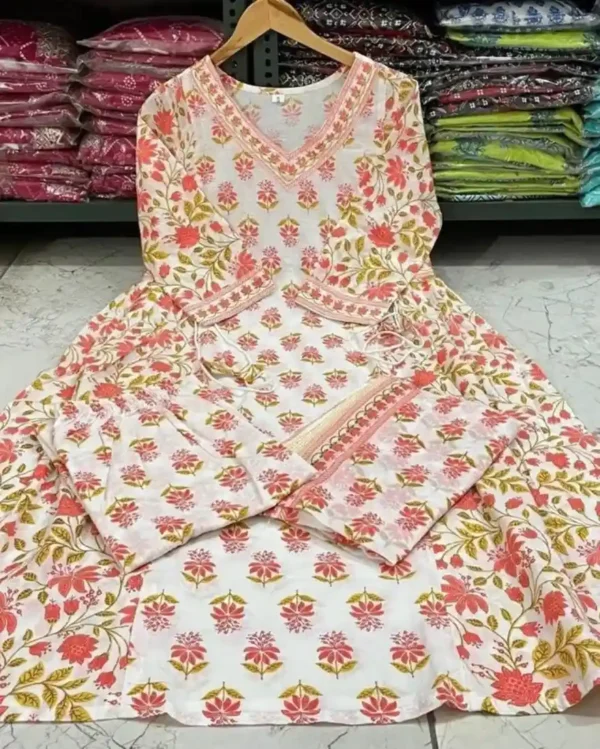 White Digital Print Suit Set