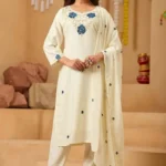 White Floral Print Cotton Suit Set