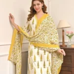 White Floral Print Kurti Set