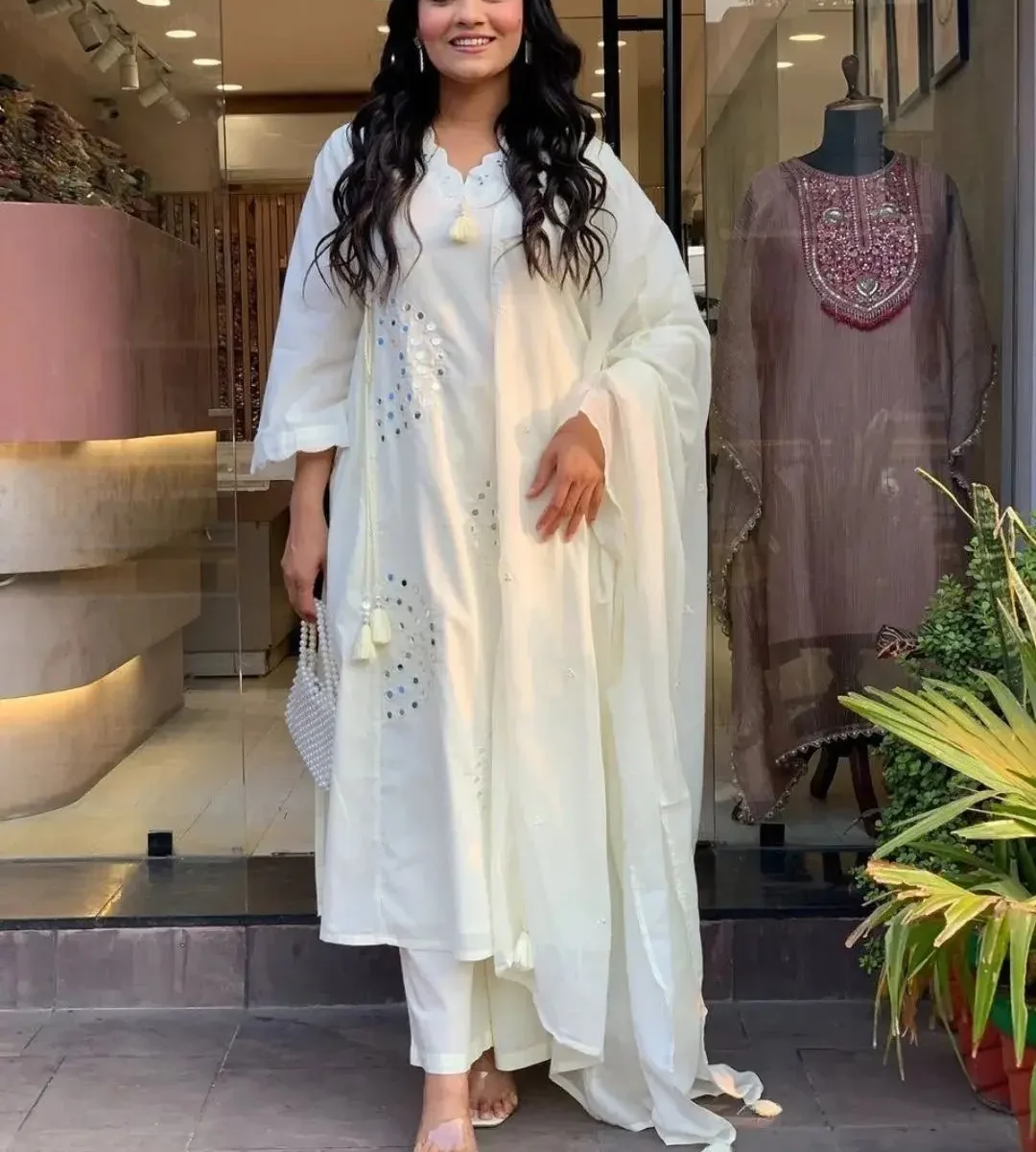 White Floral Print Style Suit Set