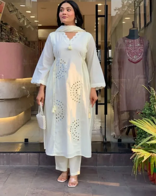 White Floral Print Style Suit Set