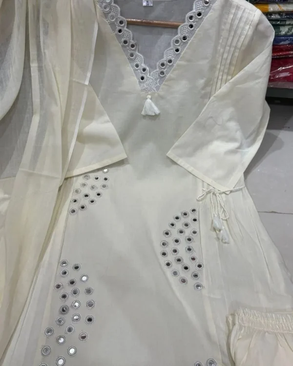 White Floral Print Style Suit Set