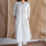 White Sanganeri Print Cotton Kurti Palazzo Set