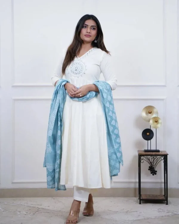 White Suit With Dupatta Set