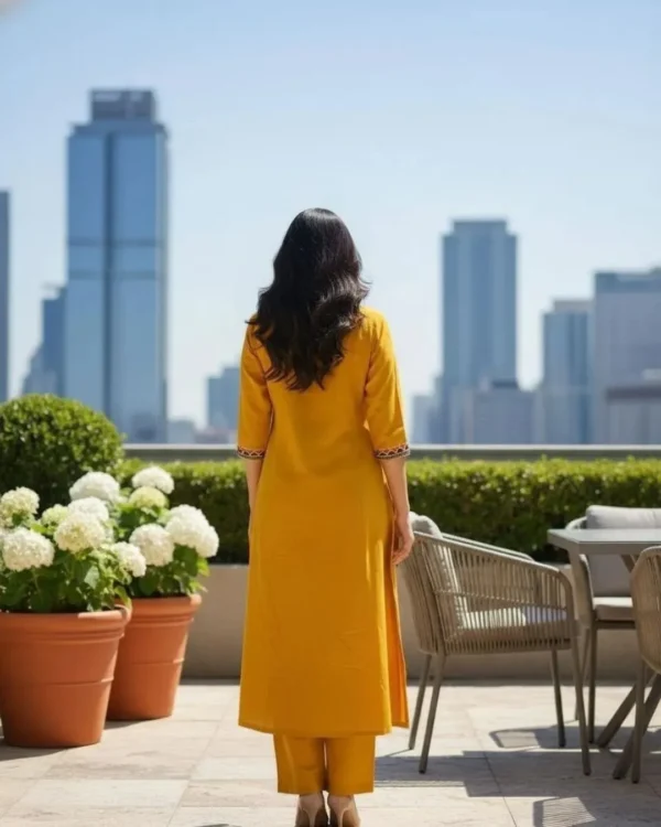 Yellow Floral Kurti With Pant