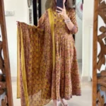 Yellow Floral Print Kurti Pant Dupatta Set