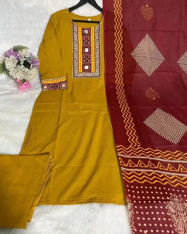 Yellow Pakistani Style Floral Printed Suit Set
