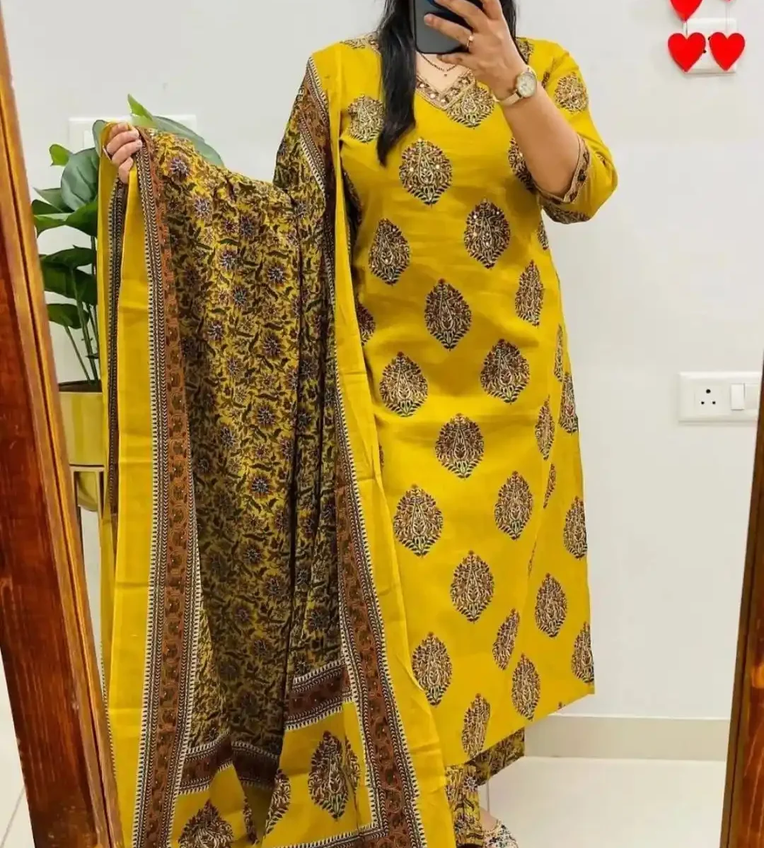 Yellow South Cotton Suit Set
