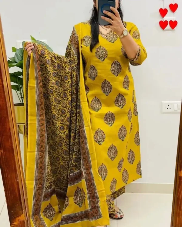 Yellow South Cotton Suit Set